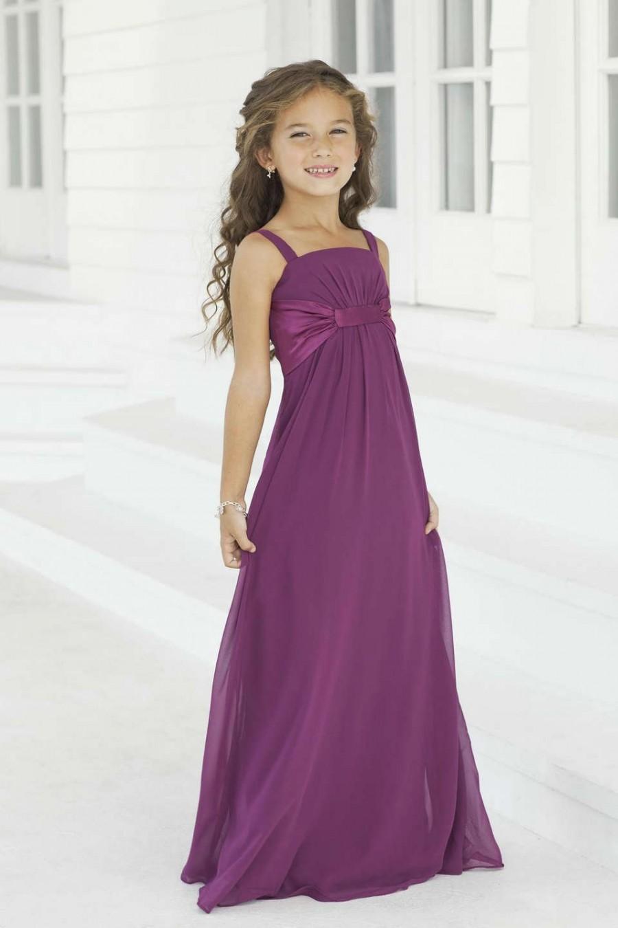 زفاف - Purple Chiffon Long Flower Girl Dresses