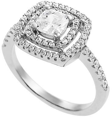 زفاف - Women's Tressa Collection Sterling Silver Square Cut CZ Prong Set Bridal Style Ring - Silver