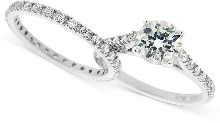 Свадьба - B. Brilliant Sterling Silver Ring Set, Cubic Zirconia Wedding Band and Engagement Ring Set (1-3/4 ct. t.w.)