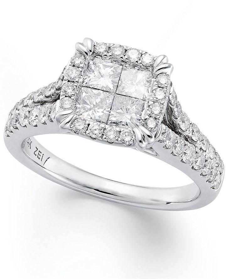 Hochzeit - Princess Treasures Diamond Ring, 14k White Gold Princess-Cut Diamond Engagement Ring (1 ct. t.w.)