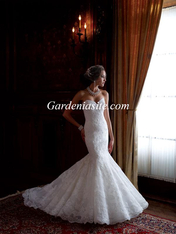 Hochzeit - Trumpet/Mermaid Sweetheart Court Train Applique Tulle Wedding Dress 2014