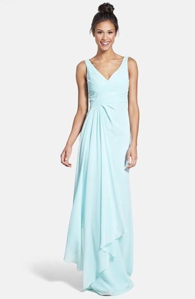 Mariage - ML Monique Lhuillier Bridesmaids Sleeveless V-Neck Chiffon Gown (Nordstrom Exclusive)