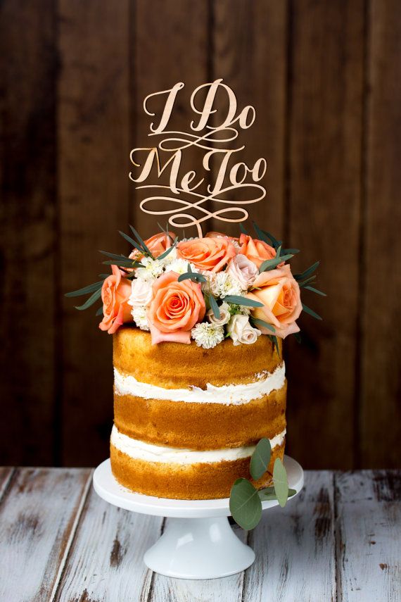 Hochzeit - Wedding Cake Topper - I Do Me Too - Birch