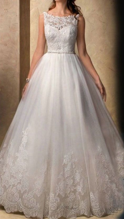 Mariage - Lace Wedding Dress,White Wedding Dress,Empire Waist Wedding Dress,Lace Bridal Dress