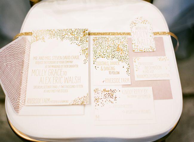 Hochzeit - Pink And Gold Glitter Wedding Stationery