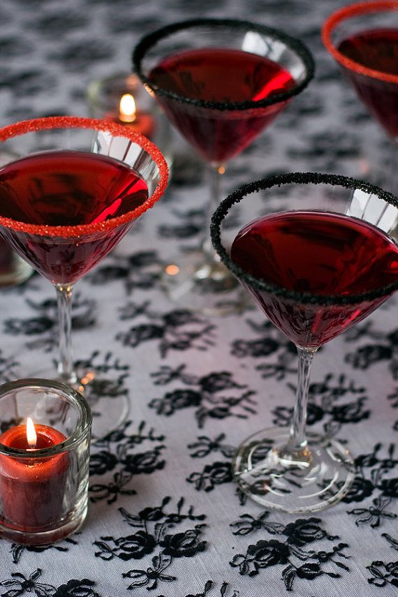 Hochzeit - Cocktail Rimming Sugar - Red And Black - Vampire Party Drinks, Halloween Wedding