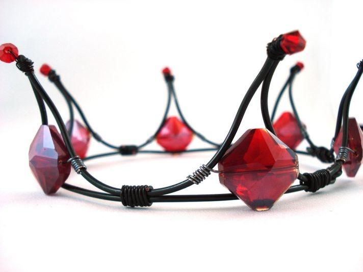 Wedding - The Queen Of Diamonds Black & Red Gothic Tiara - Made To Order