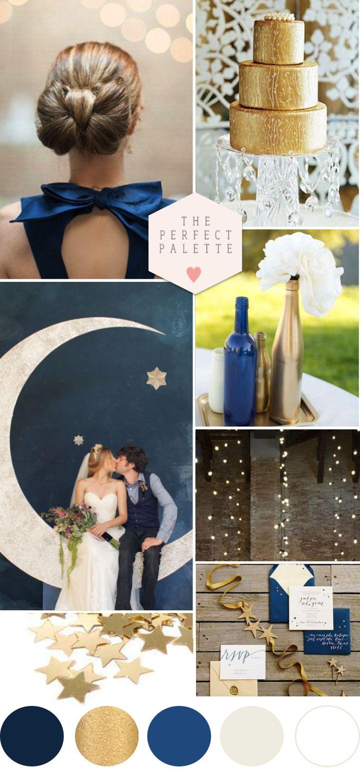 Hochzeit - Twinkle, Twinkle Little Star: Blue   Gold Wedding Ideas