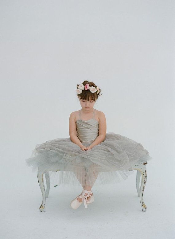 زفاف - The Lauren Flower Girl Dress- Grey