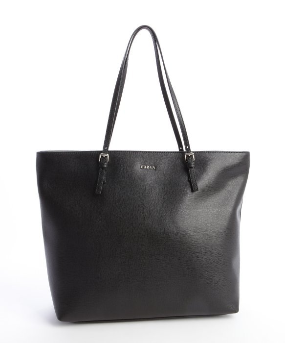 Hochzeit - Authentic FURLA Onyx Leather Logo Stamp top Handle Tote