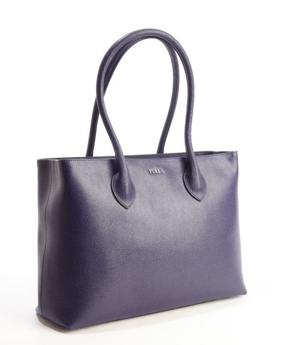 زفاف - Authentic FURLA Notturno Blue Logo Stamp Front Flexible Handles Satchel Bag