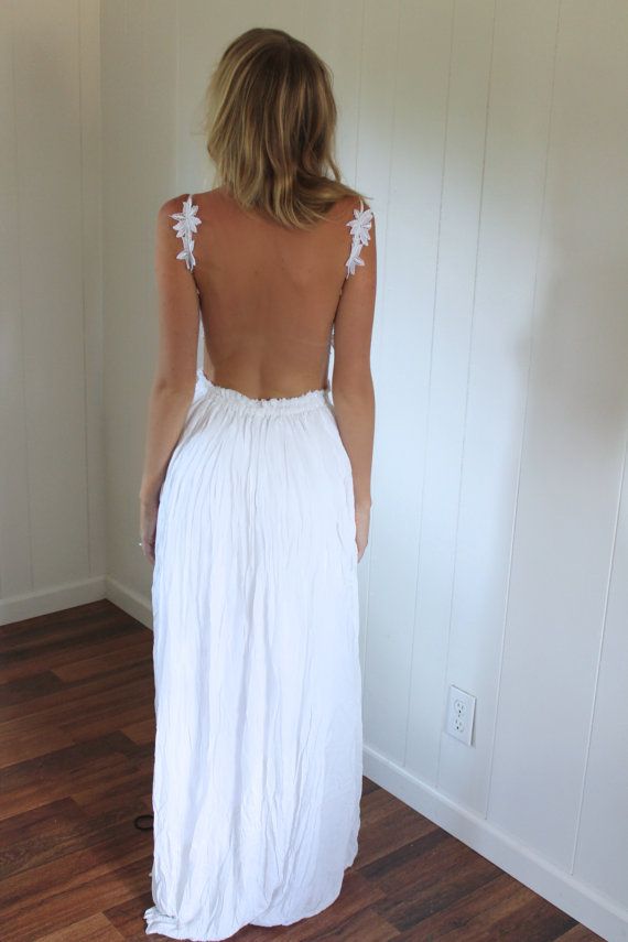 Свадьба - Beach Bride Backless Flower Gown