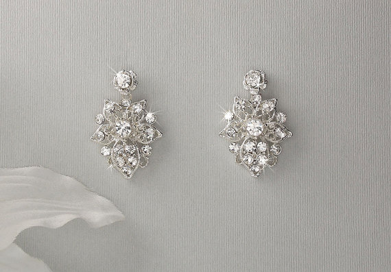 زفاف - Crystal Bridal Earrings - Wedding Earrings, Rhinestone Earrings, Dangle Earrings, Drop Earrings, Wedding Jewelry - ALEXA