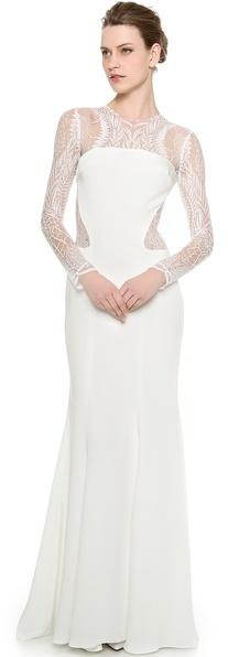 Hochzeit - Monique Lhuillier Halle Long Sleeve Sheath Gown