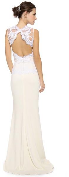 Mariage - Badgley Mischka Collection Lace Open Back Peplum Gown