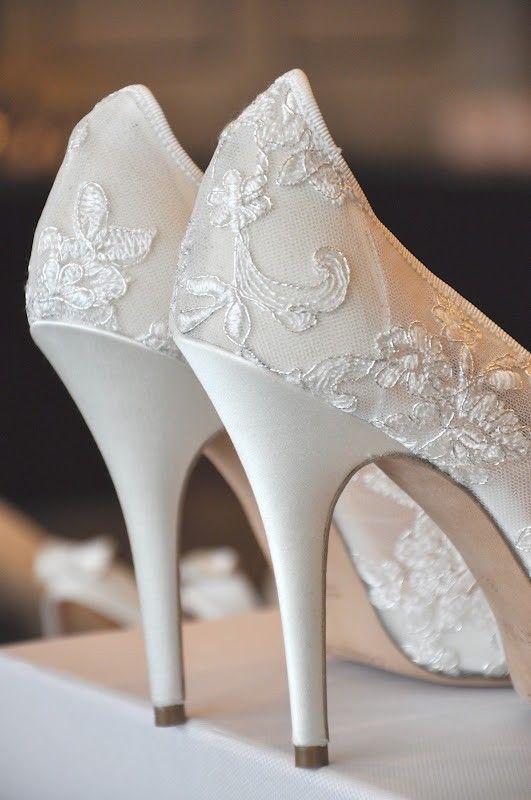 Hochzeit - Farfalla 110mm Heel In Ivory Tulle Lace
