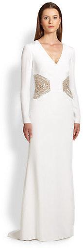 Wedding - Emilio Pucci Embellished V-Neck Gown