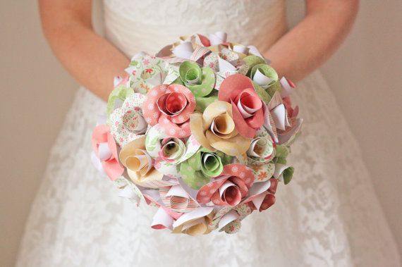 Wedding - Paper Flower Bouquet - Paper Bouquet, Alternative Bouquet, Unique Bouquet - Ready To Ship