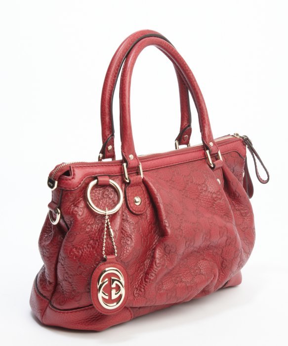 زفاف - Original GUCCI Red Guccissima Leather Top Handle GG Tote Bag