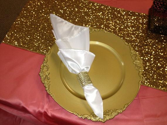 زفاف - Gold Silver Purple Champange Red NavySequin Table Runner