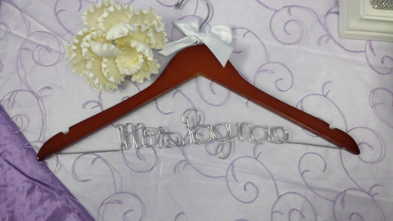 Hochzeit - Personalized Wire Hanger Wedding Hanger Wedding Photo Prop Custom