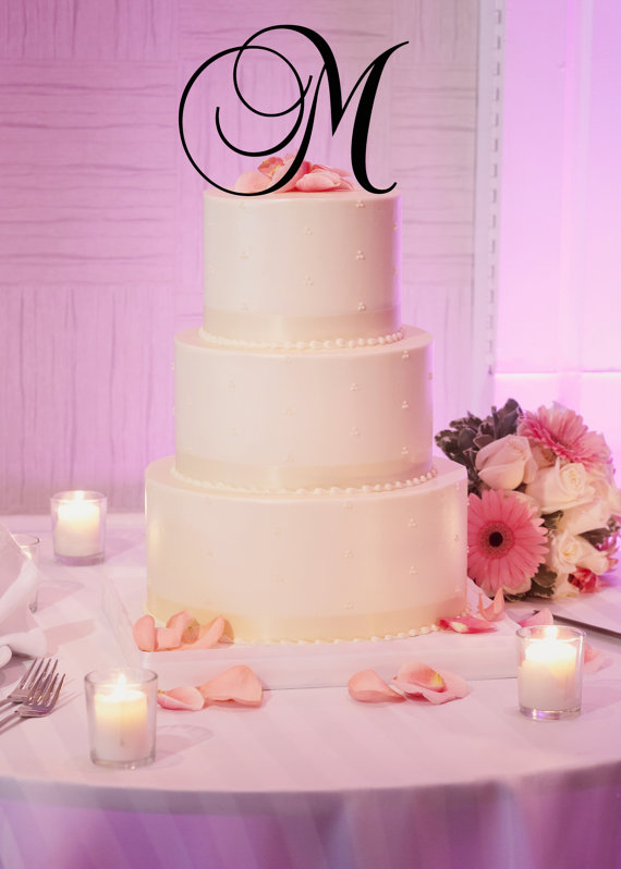 Mariage - 6" Tall Acrylic Monogram Initial Wedding Cake Topper Any Letter A B C D E F G H I J K L M N O P Q R S T U V W X Y Z