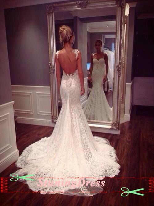 Свадьба - Lace Wedding Dress Open Back Wedding Dress Boho Wedding Dress Lace Wedding Dress Lace Wedding Gown Vintage Wedding Dress With Fishtail