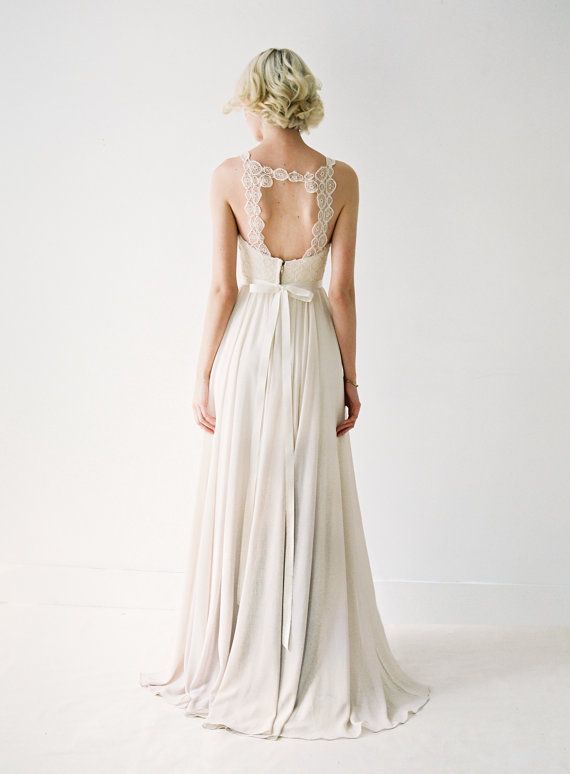 Mariage - Berkeley // Chiffon Wedding Gown With Unique Medallion Lace