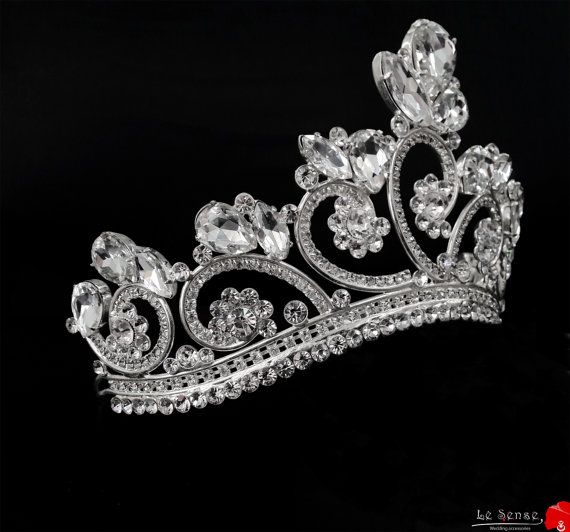زفاف - Tiaras For Wedding , Princess Tiara Crown , Crystal Silver Tiara Hand Made For Order Inlaid With Brown SWAROVSKI Crystals And Rhinestones,