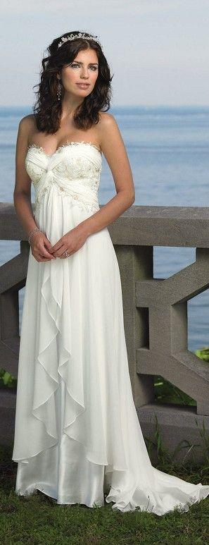 Hochzeit - New Off White Chiffon Beach Wedding Dress Bridal Gown Size 10