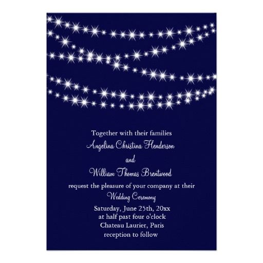زفاف - A Twinkle Lights Wedding Invitation (navy)