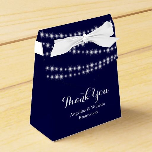 Mariage - Twinkle Lights On Navy Favor Box