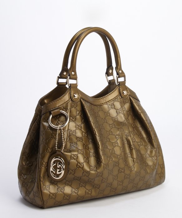 Hochzeit - Original GUCCI GG Guccissima Leather Olive Flexible Strap Shoulder Bag