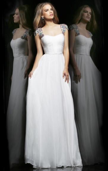 Hochzeit - Robe de soirée 2014 longue blanc de mousseline de soie LFNBF0001