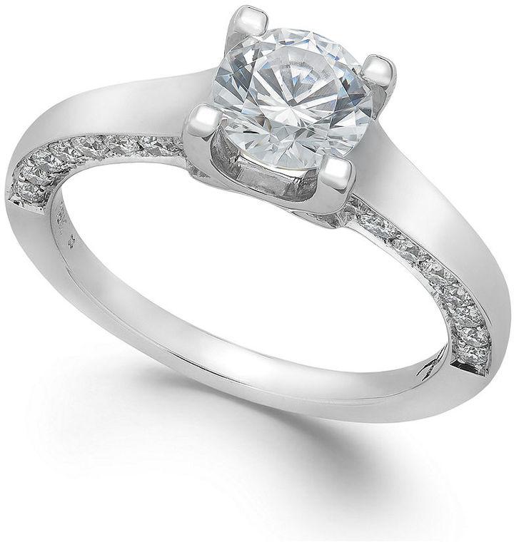 زفاف - X3 Certified Diamond Solitaire Engagement Ring in 18k White Gold (1-1/2 ct. t.w.)
