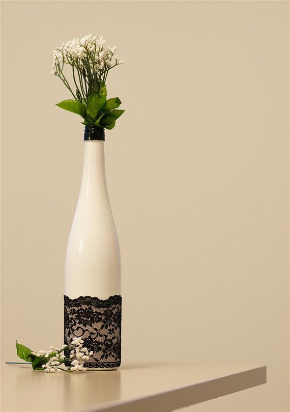 Hochzeit - Sexy Lace - Upcycled Laced Glass Vase