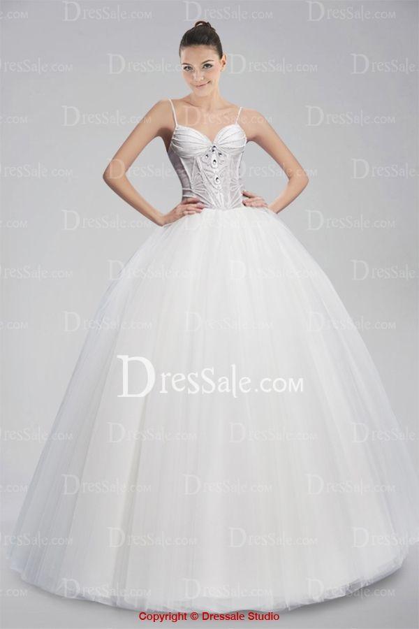Hochzeit - Dramatic Ball Gown Floor Length Tulle Wedding Dress With Beaded Craft