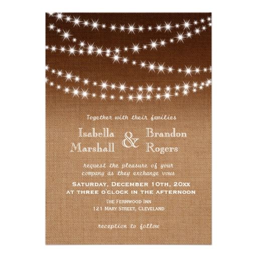 Wedding - Ombre Burlap Twinkle Lights Wedding Invitation