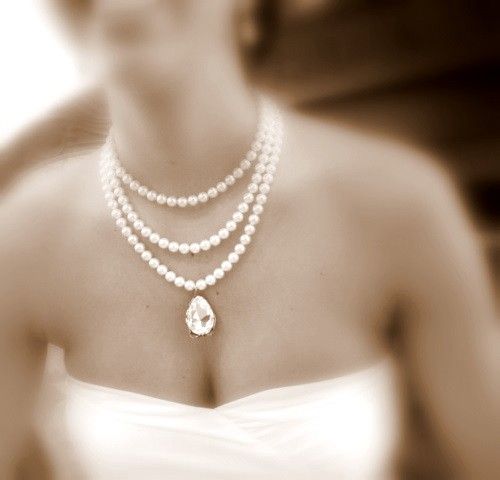 Свадьба - Bridal Statement Necklace, Bridal Pearl Necklace, Wedding Jewelry With Swarovski Crystal And Swarovski Pearls, Wedding Necklace