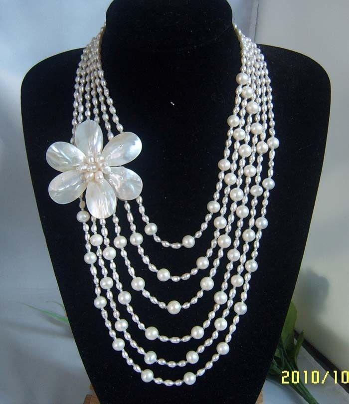 زفاف - Freshwater Pearl Necklace,bead Necklace,beaded Jewelry With Mop Shell Pearl
