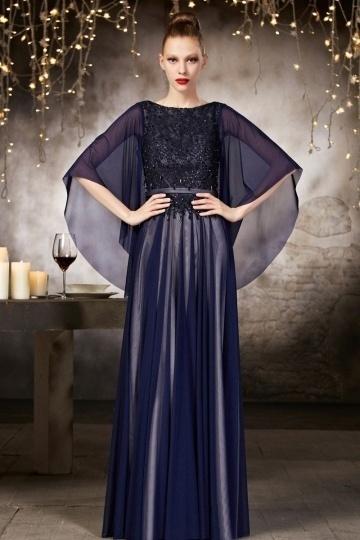 Hochzeit - Robe soirée bleu haute couture en tulle à haut travaillé