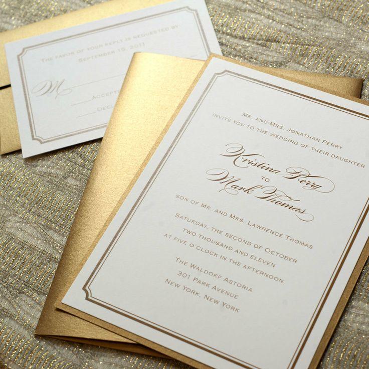 Hochzeit - Printable Wedding Invitations Simple Wedding Invitations Gold Wedding Invitations Digital Files For Self-Print