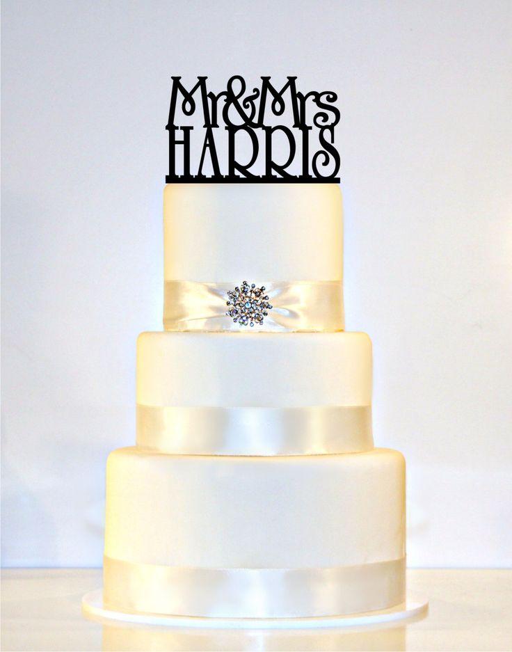 Hochzeit - Wedding Cake Topper Monogram Personalized With "Mr & Mrs" And YOUR Last Name
