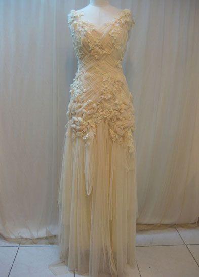 Wedding - Custom Made Hand-embroidered Whimsical Wedding Crisscross Long Dress