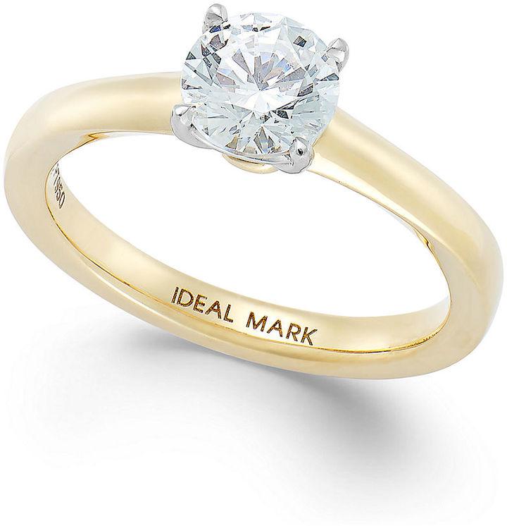Hochzeit - Idealmark Certified Diamond Solitaire Engagement Ring in 18k Gold (1 ct. t.w.)