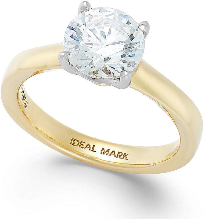 Hochzeit - Idealmark Certified Diamond Solitaire Engagement Ring in 18k Gold (2 ct. t.w.)