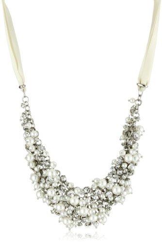 Wedding - Nina Melanie' Ivory Glass Pearl and Crystal Necklace