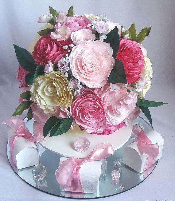 Wedding - Peony bouquet, Pink bouquet, Vintage Bridal bouquet, Wedding bouquet, Ivory Paper Bouquet, Romantic bouquets, Ivory peony bridal bouquet