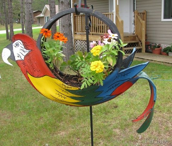 زفاف - Parrot Planter - Creative Use Of An Old Tire