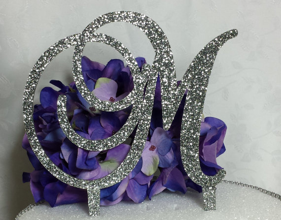 Mariage - 5" Tall Silver or Gold Glitter Acrylic Cake Topper Wedding Cake Topper Sweet Sixteen Cake Topper Bling Cake Topper Sparkly Cake Topper